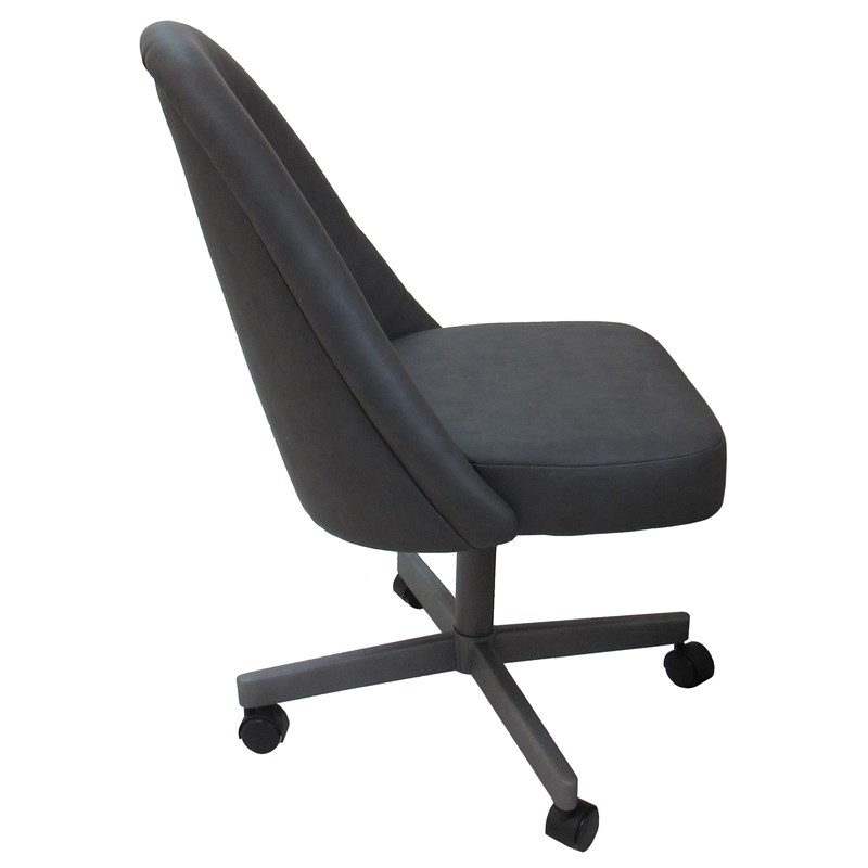M-235 Swivel Metal Dining Caster Chair - Gray Vinyl - Gray Base