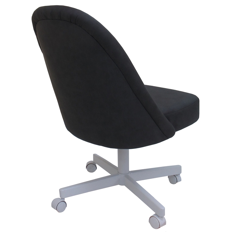 M-235 Swivel Metal Dining Caster Chair - Gray Vinyl - White Base