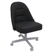 M-235 Swivel Metal Dining Caster Chair - Gray Vinyl - White Base