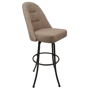 Extra Tall Swivel Metal Bar Stool 34&quot Seat M-235- Basin Beige Fabric - Coffee