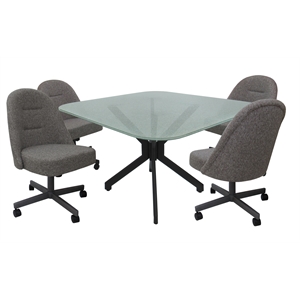M-235 Dinette Swivel Metal Caster Chairs - Crackle Glass - Mojeva Grey - Grey