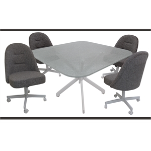 M-235 Dinette Swivel Metal Caster Chairs - Crackle Glass - Mojeva Grey - White