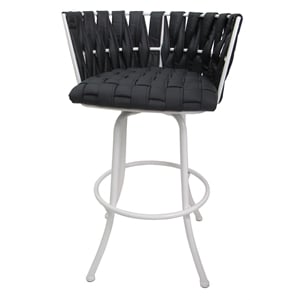 Metalona Swivel Bar Stool 30&quot Seat - Black Fabric - White Metal