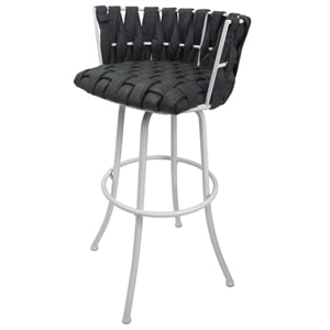Metalona Extra Tall Bar Stool 34&quot Seat - Gray Fabric - White Metal
