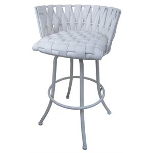 Metalona Extra Tall Bar Stool 34&quot Seat - White Fabric - White Metal