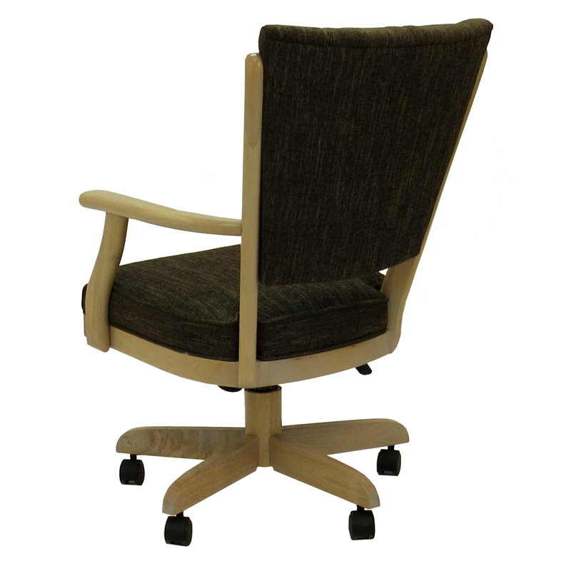 Classic Caster Solid Wood Dining Chair - Sanora Brown Fabric - CT Frame