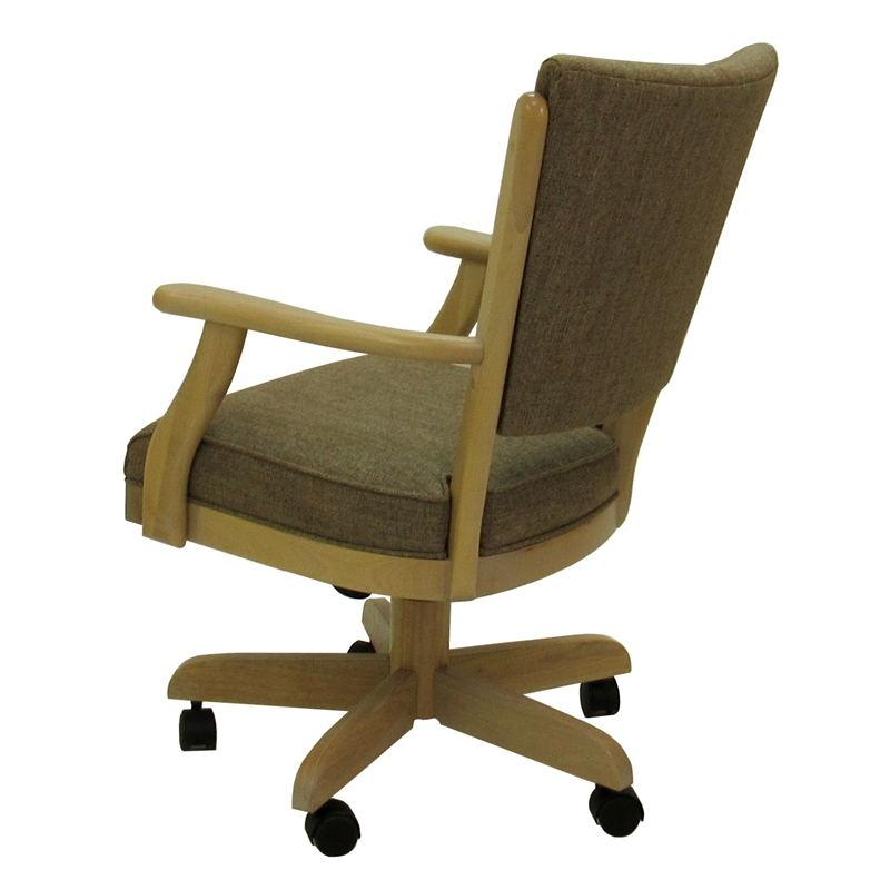 Classic Caster Solid Wood Dining Chair - Basin Beige Fabric - CT Frame