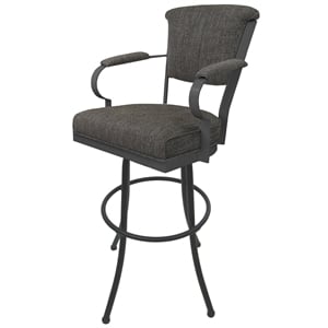 Miami Extra Tall 34&quot Metal Bar Stool - Noam Base - Cocoa Fabric - Gray