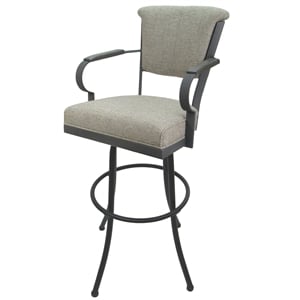 Miami Extra Tall 34&quot Metal Bar Stool Wood Arm - Noam Base - Ash Fabric - Gray