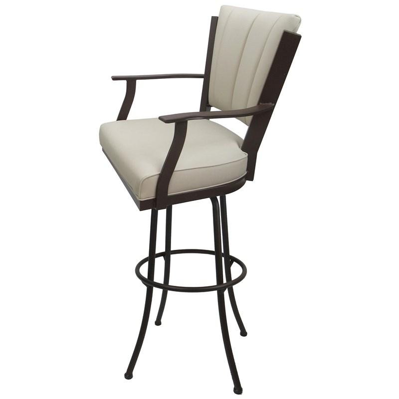 Montana Extra Tall Bar Stool - Noam Base - Ocean Beige Vinyl - Coffee Metal