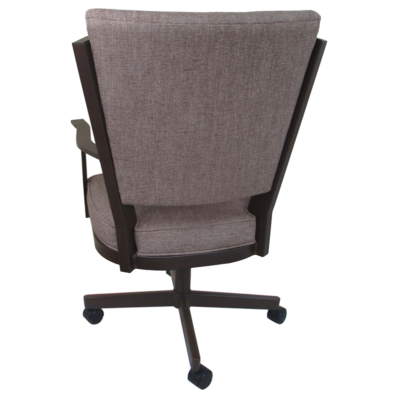 Montana Swivel Metal Dining Caster Chair - Basin Beige Fabric - Coffee