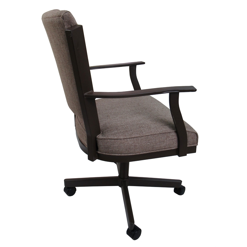 Montana Swivel Metal Dining Caster Chair - Basin Beige Fabric - Coffee