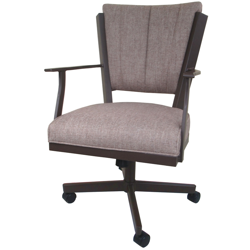 Montana Swivel Metal Dining Caster Chair - Basin Beige Fabric - Coffee