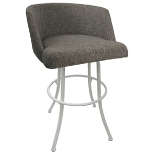 Swivel Counter Stool 26&quot Seat - Joey - Mojave Gray Fabric - White Metal