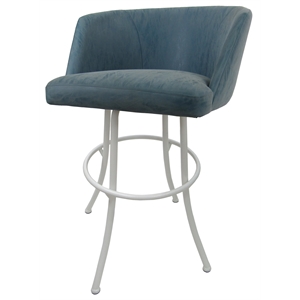 Extra Tall Swivel Stool 34&quot Seat -Joey- Topaz Turquoise Vinyl - White Metal