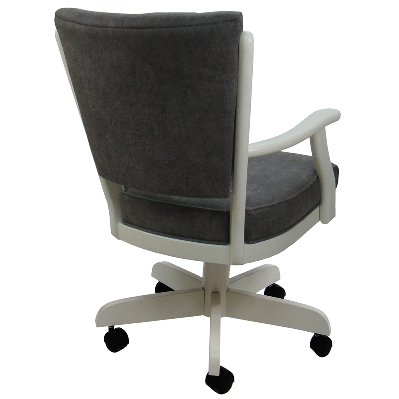 Classic Caster Solid Wood Dining Chair - NW Elk Charcoal Fabric - White Wood