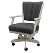 Classic Caster Solid Wood Dining Chair - NW Elk Charcoal Fabric - White Wood
