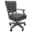 Classic Solid Wood Dining Caster Chair - NW Elk Charcoal Fabric - Gray Frame