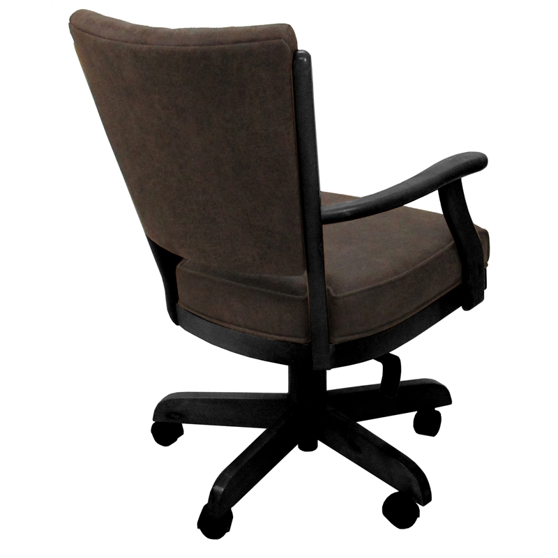 Classic Dining Caster Chair - NW Whiskey Tobacco Fabric - Black Wood