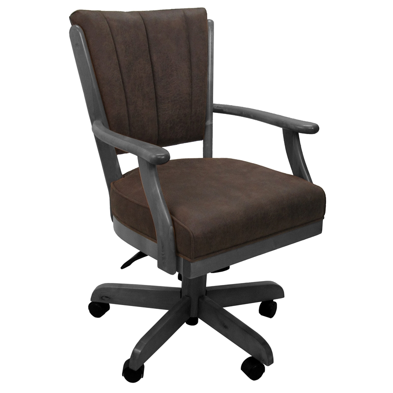 Classic Caster Solid Wood Dining Chair - NW Whiskey Brown Fabric - Gray Wood