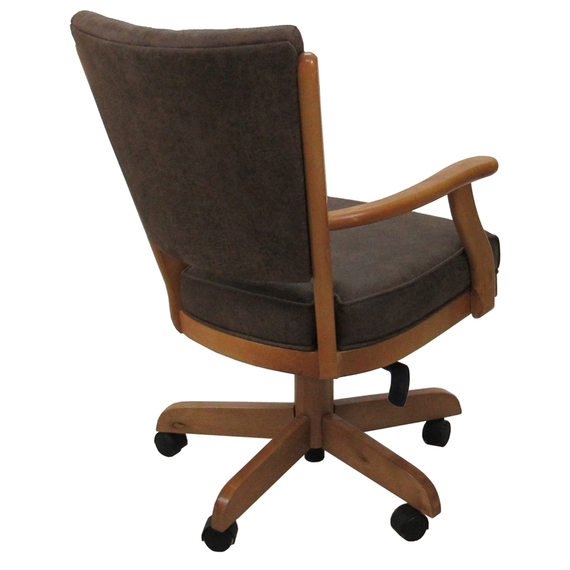 Classic Caster Solid Wood Dining Chair - NW Whiskey Brown Fabric - Honey Wood