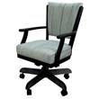 Classic Caster Solid Wood Dining Chair - Watusi Aquatint Teal Fabric -Black Wood