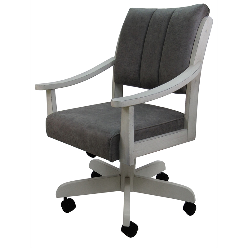 Casa Caster Solid Wood Dining Chair - NW Elk Charcoal Fabric - Antique White