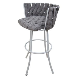 Metalona Swivel Bar Stool 30&quot Seat - Mojave Gray Fabric - Metal White