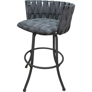 Metalona Extra Tall Bar Stool 34&quot Seat - Mojave Gray Fabric - Gray Metal Base
