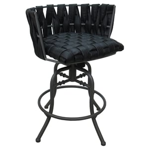 Metalona Swivel Tilt Bar Stool 30&quot Seat - Black Vinyl - Gray Metal