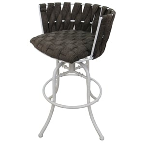 Metalona Swivel Tilt Bar Stool 30&quot Seat - Sanora Brown Fabric - White Metal