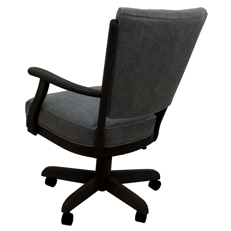 Classic Caster Solid Wood Dining Chair - Northwest Elk Charcoal Fabric - Black