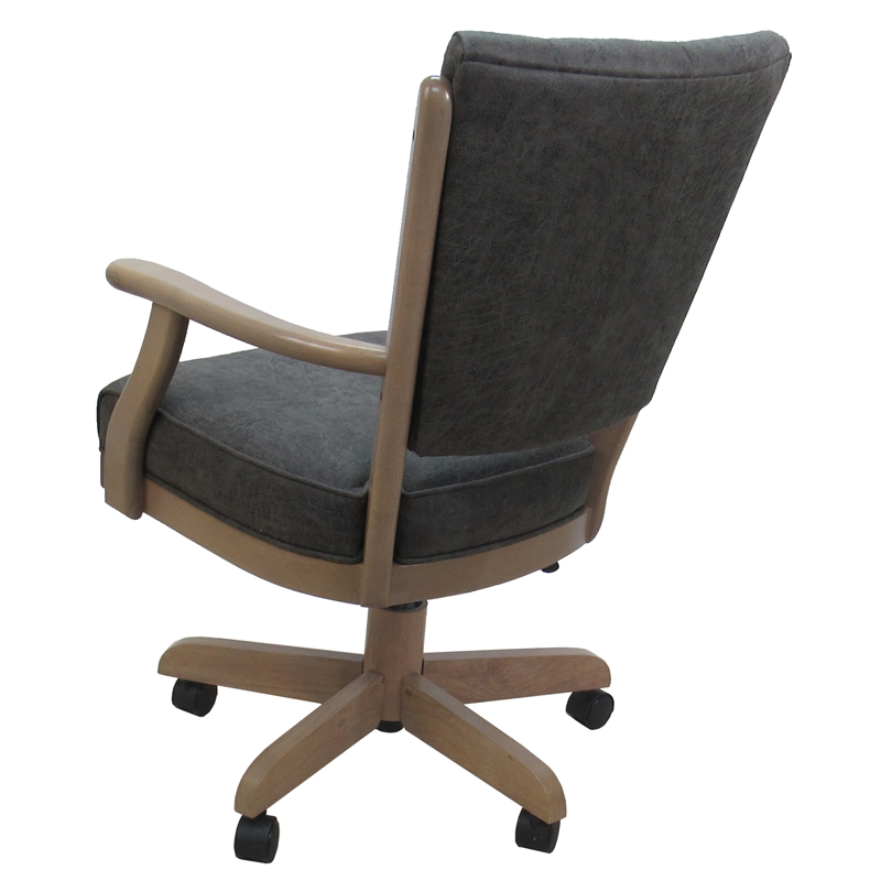 Classic Caster Solid Wood Dining Chair - NW Elk Charcoal Fabric - White Wash