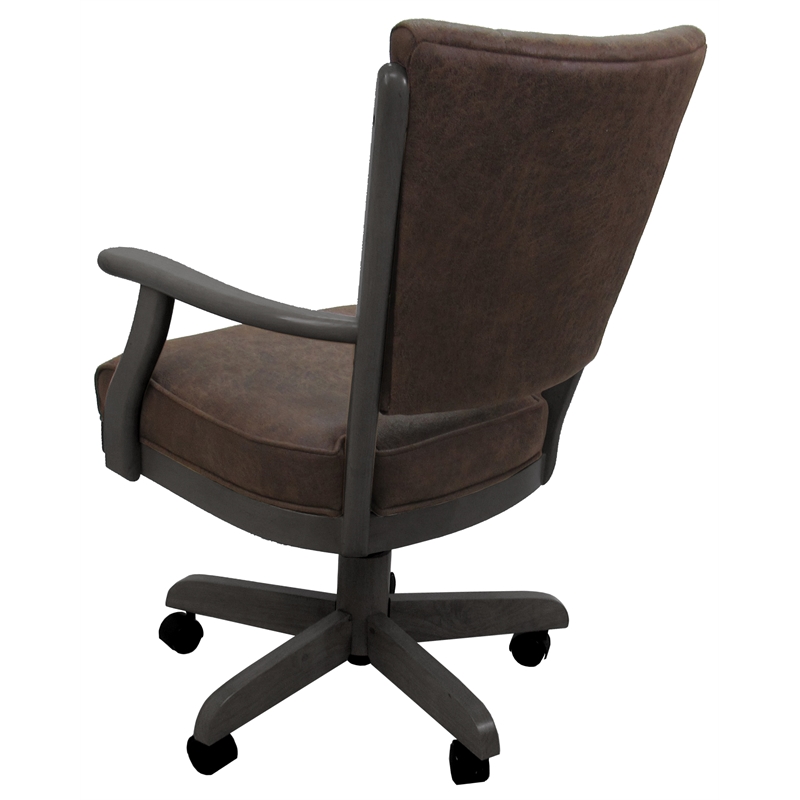 Classic Caster Solid Wood Dining Chair - NW Whiskey Brown Fabric - Dark Grey