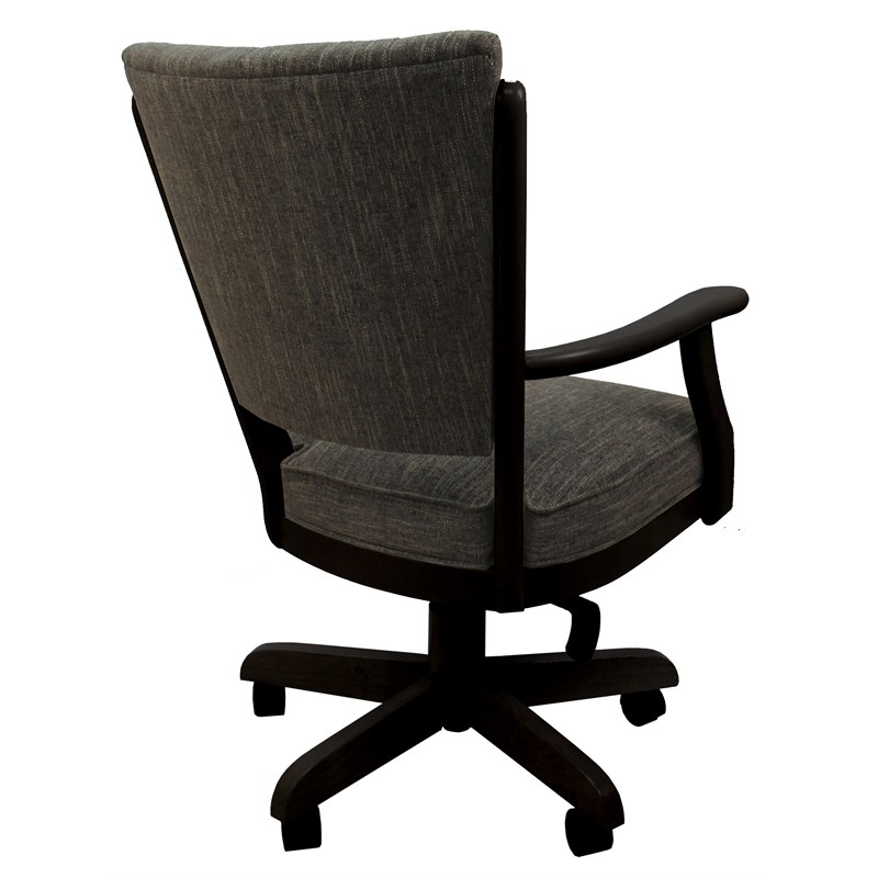 Classic Caster Solid Wood Dining Chair - Sanora Brown Fabric - Black