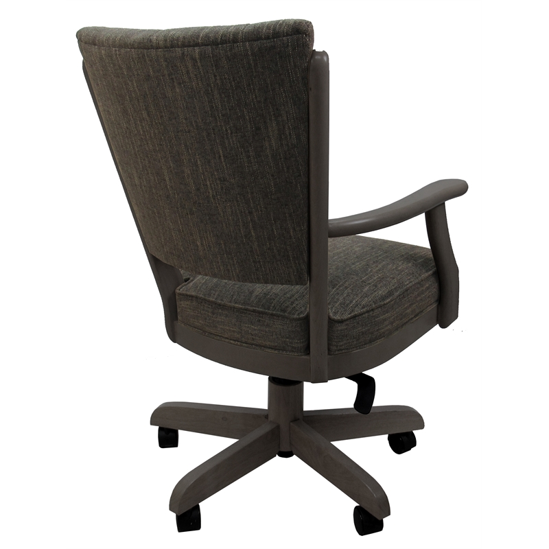 Classic Caster Solid Wood Dining Chair - Sanora Brown Fabric - Dark Grey