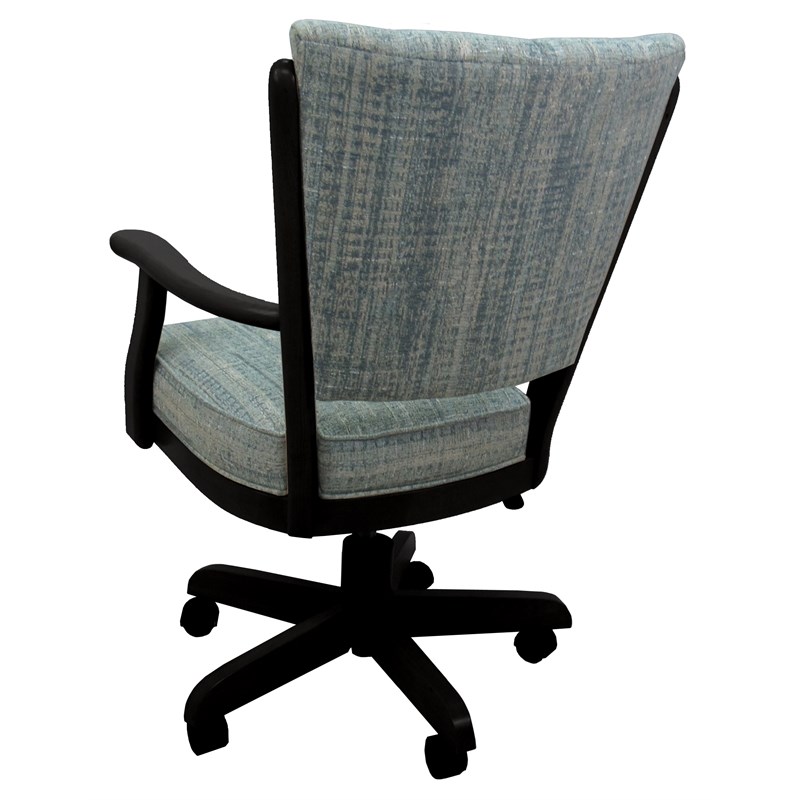 Classic Caster Solid Wood Dining Chair - Watusi Aquatint Teal Fabric - Black