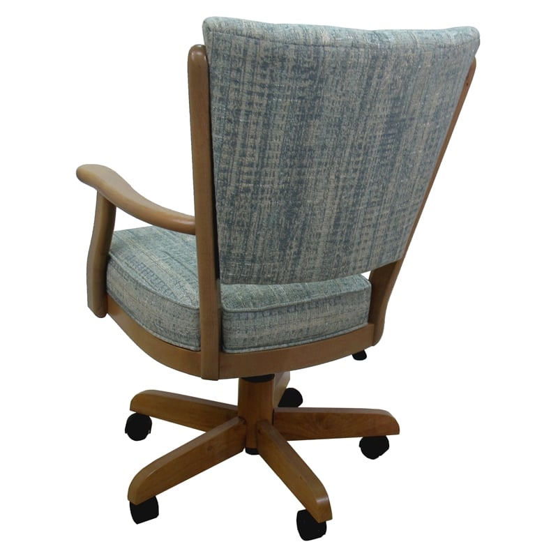 Classic Caster Solid Wood Dining Chair - Watusi Aquatint Teal Fabric - Light Oak