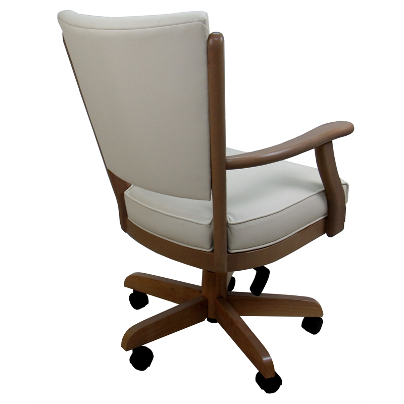 Classic Caster Solid Wood Dining Chair - Ocean Beige Vinyl - Light Oak