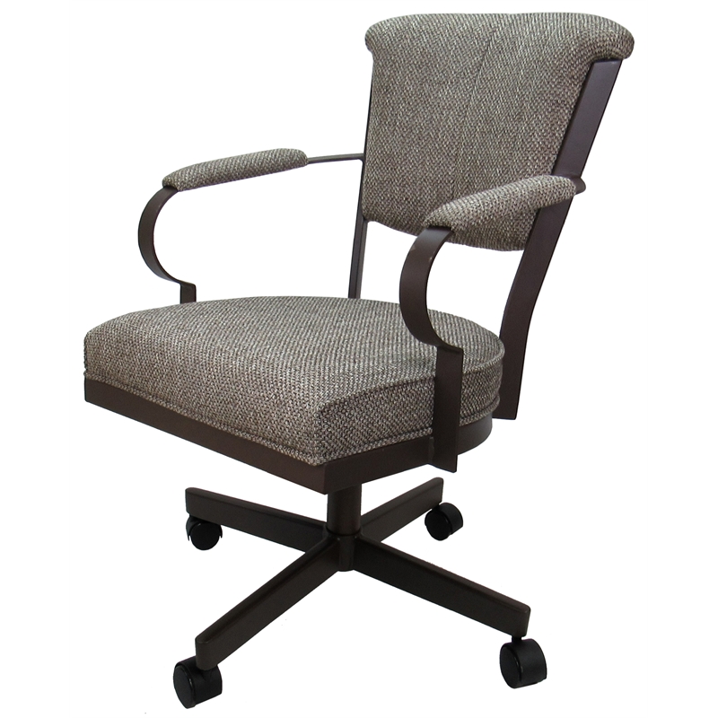 Miami Swivel Caster Chair Reading Base - Plumley Cocoa Fabric - Brown Metal