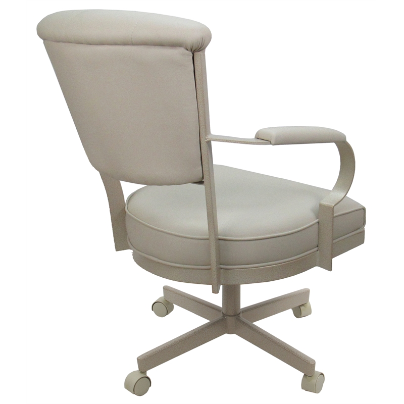 Miami Swivel Caster Chair Reading Base - Ocean Beige Vinyl - Beige Metal