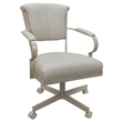 Miami Swivel Caster Chair Reading Base - Ocean Beige Vinyl - Beige Metal