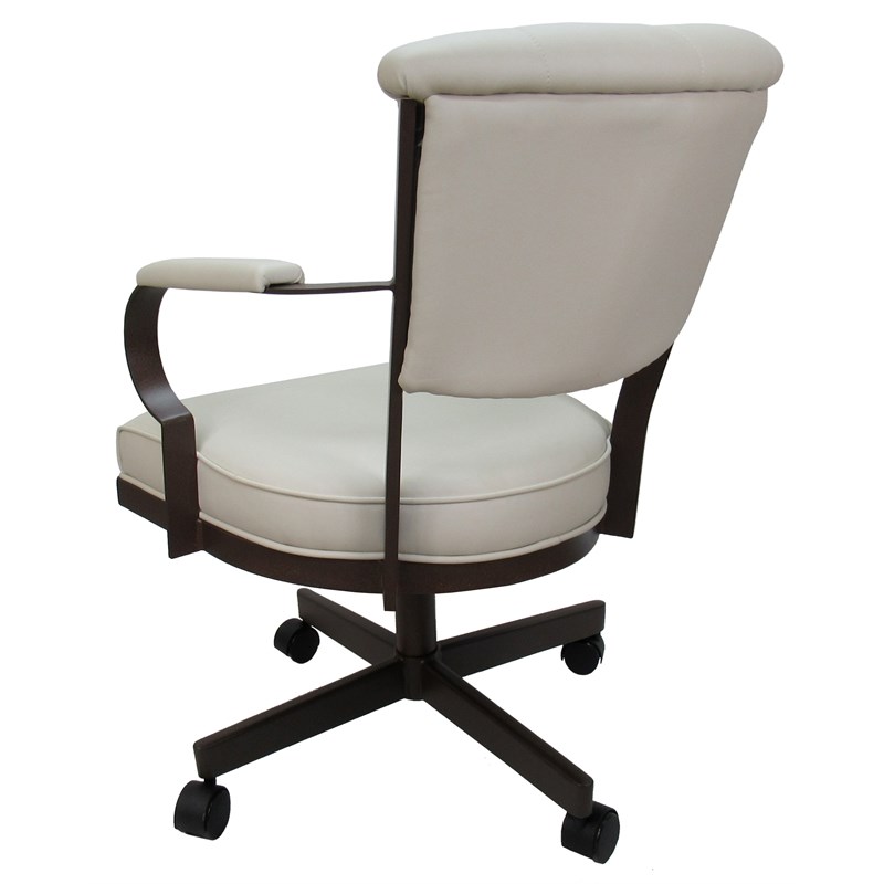 Miami Swivel Caster Chair Reading Base - Ocean Beige Vinyl - Brown Metal