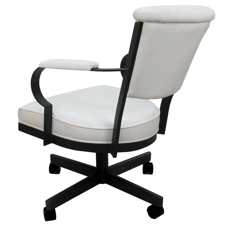 Miami Swivel Caster Chair Reading Base - White Vinyl - Black Metal