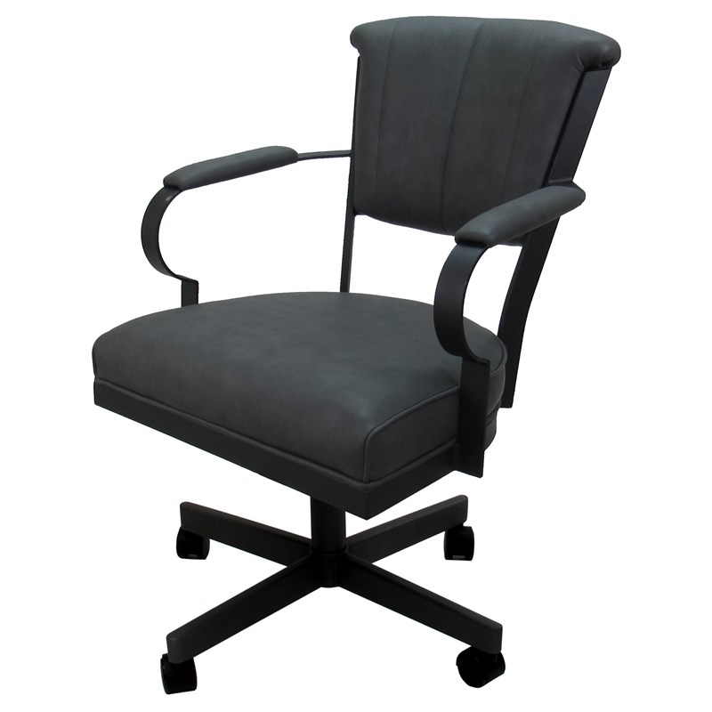 Miami Swivel Caster Chair Reading Base - Gray Vinyl - Black Metal