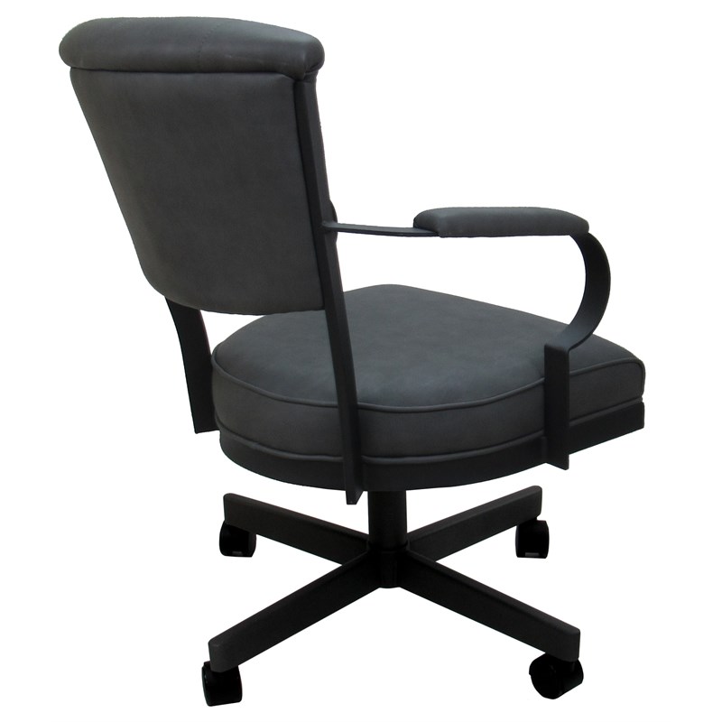 Miami Swivel Caster Chair Reading Base - Gray Vinyl - Black Metal