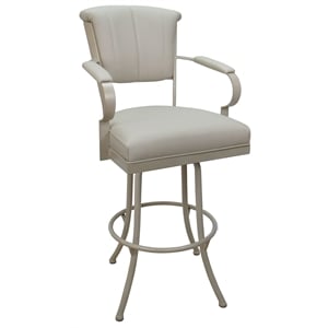 Miami Extra Tall Bar Stools 34&quot seat - A Base - Ocean Beige Vinyl - Beige Metal