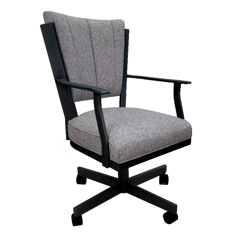 Montana Swivel Dining Caster Chair - Mojave Gray Fabric - Black Metal