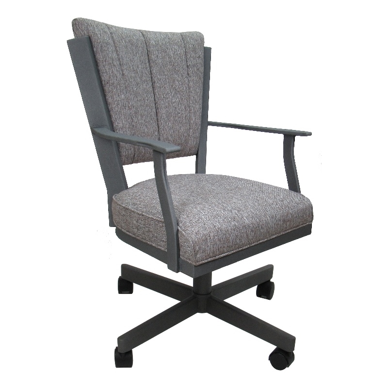 Montana Swivel Dining Caster Chair - Mojave Gray Fabric - Gray Metal