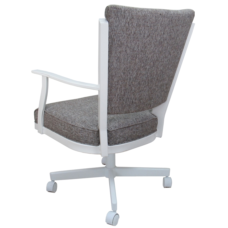 Montana Swivel Dining Caster Chair - Mojave Gray Fabric - White Metal